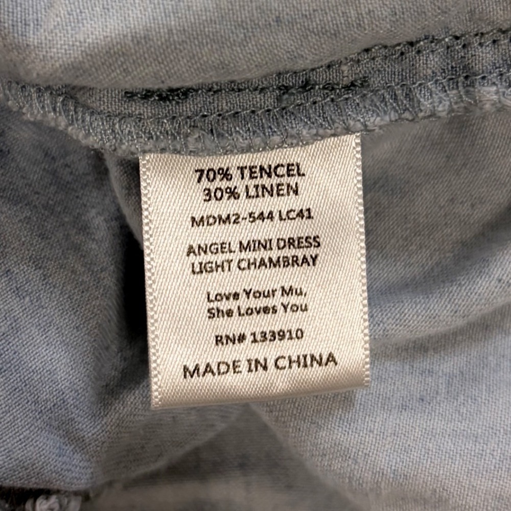 Show Me Your Mumu Angel Mini Dress Light Chambray Blue Linen Tencel Small - Picture 5 of 10
